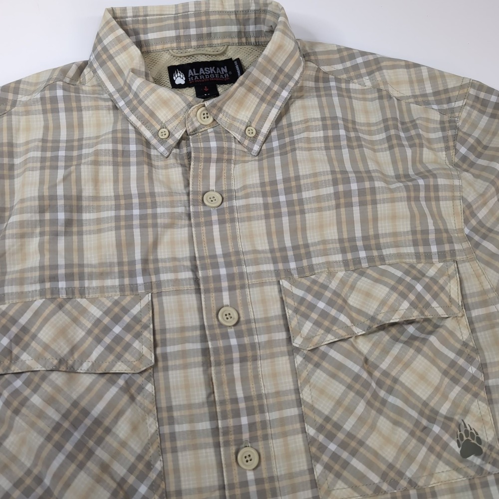 Duluth Alaskan Hardgear Shirt‎ Mens Medium Plaid Vented Sockeye Short Sleeve